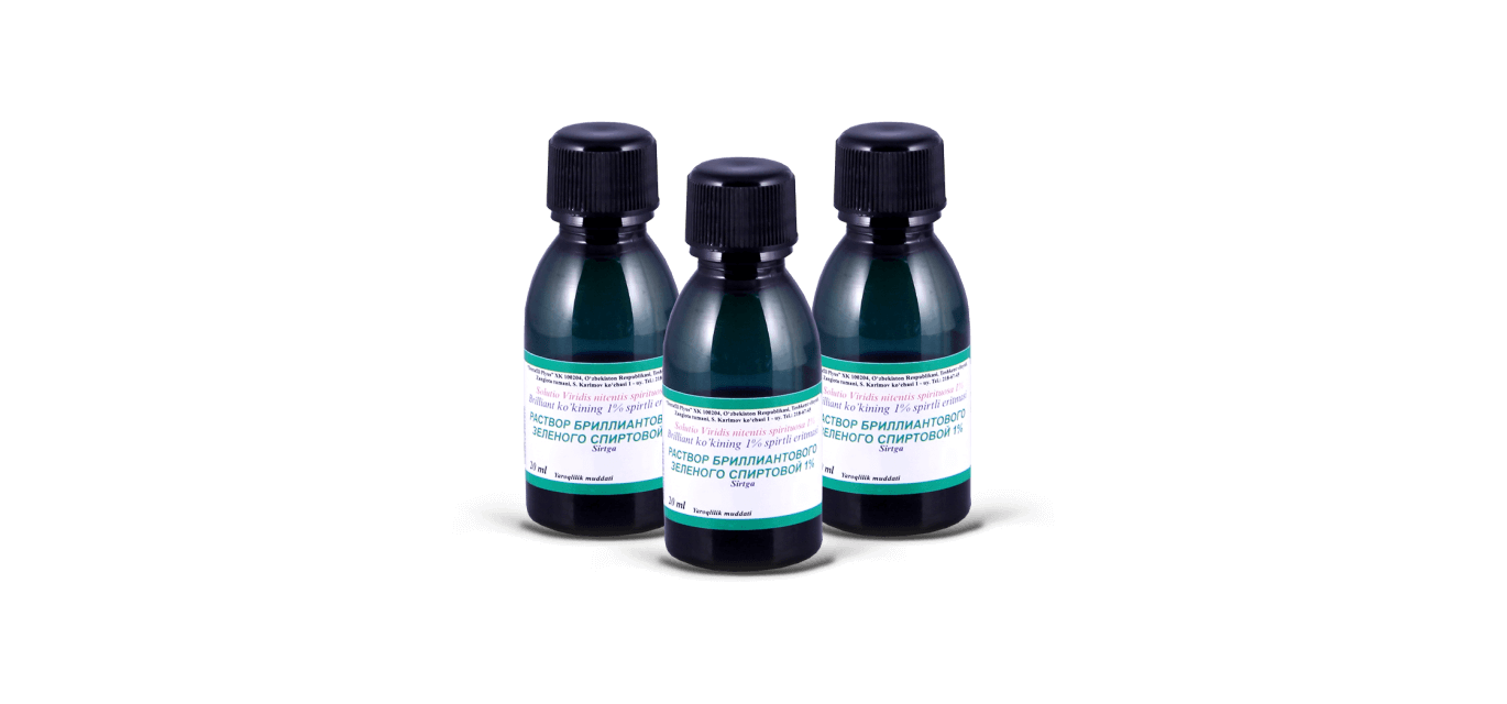 БРИЛЛИАНТОВЫЙ ЗЕЛЕНЫЙ СПИРТОВОЙ раствор 1%, 2%