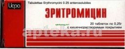 ЭРИТРОМИЦИН 0,25 раствор N20