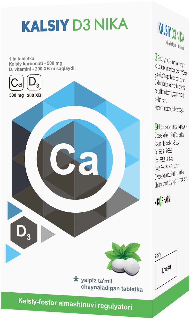 КАЛЬЦИЙ Д3 НИКА таблетки со вкусом мяты N30