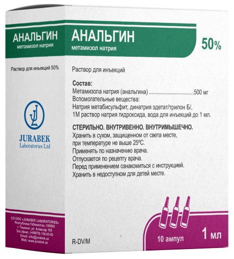 АНАЛЬГИН раствор для инъекций 2мл 50% N5