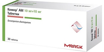 КОНКОР АМ 0,01+0,01 таблетки N30