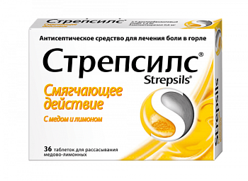 СТРЕПСИЛС таблетки со вкусом меда и лимона N36